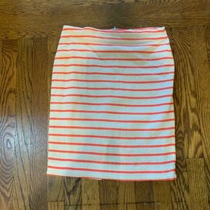 Lined cotton orange and tan striped skirt with zipper down the back
